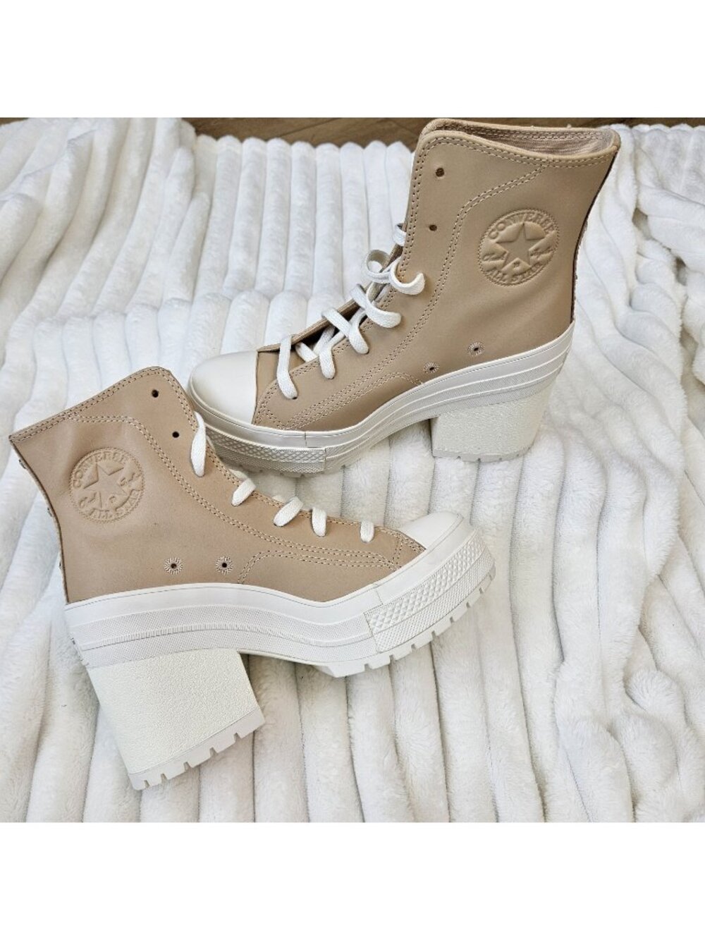 Converse Chuck 70 De Luxe Heel Western Glam Boots Leather Platform Womens 7 New